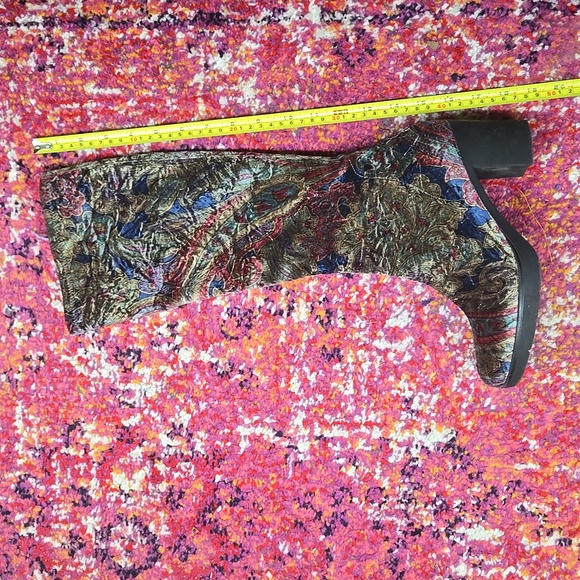 SOLD Velvet Metallic Paisley Gogo Boots Retro Vintage 90s 70s Style Toni Pons - Picture 10 of 12